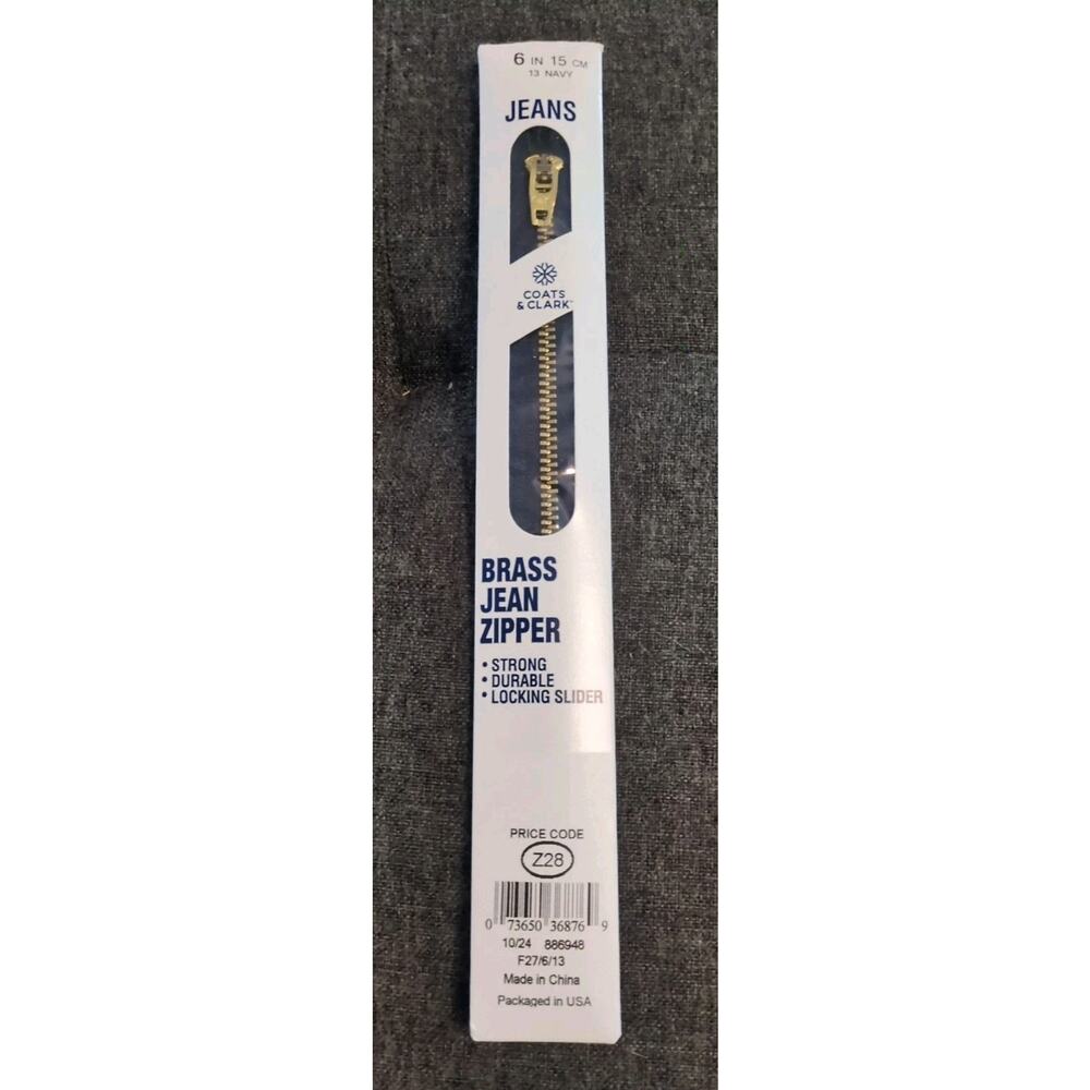 NEW COATS & CLARK 6" Jeans Zipper Navy Metal F27/6/13